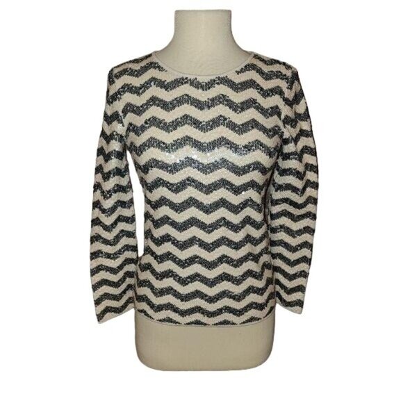 J. Crew Tops - J. CREW XS Sequined Long Sleeve Chevron Shirt